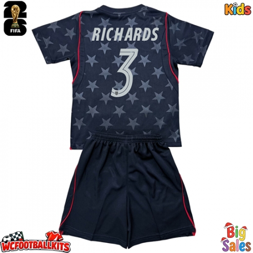 United States Chris Richards #3 Replica Away Stadium Kit for Kids World Cup 2026 Short Sleeve (+ pants)